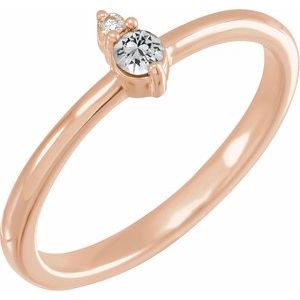 Natural White Sapphire And .015 CT Natural Diamond Ring (Style 72204)