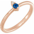 Natural Blue Sapphire And .015 CT Natural Diamond Ring (Style 72204)