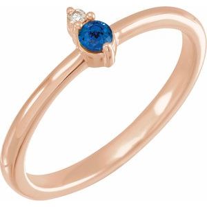 Natural Blue Sapphire And .015 CT Natural Diamond Ring (Style 72204)