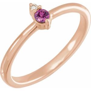 Natural Pink Sapphire And .015 CT Natural Diamond Ring (Style 72204)