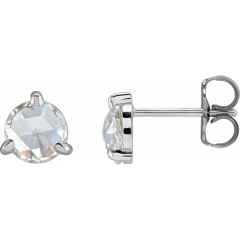 Round 3-Prong Claw Rose-Cut Stud Earrings