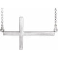 14K White 28x16.2 mm Sideways Cross 16-18" Necklace
