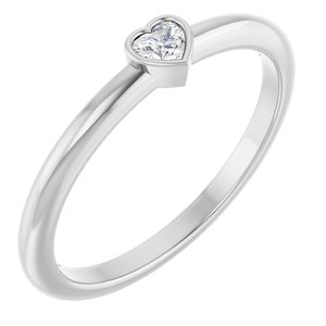 Essentials 14K White Gold 1/10 Ct Natural Diamond Stackable Ring (Style 126121)