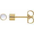 14K Yellow Gold Natural Rainbow Moonstone Bezel-Set Earring