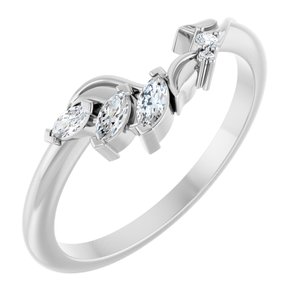 Diamond Asymmetrical Contour Wedding Band