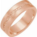 14K Gold Nugget Inlay Satin Wedding Band