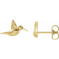 14K Yellow Gold Hummingbird Earrings