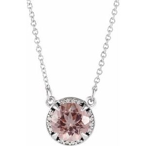 Natural Morganite And .04 Ctw Natural Diamond Necklace (Style 85905)