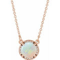 Natural Opal And Natural Diamond Necklace (Style 85905)