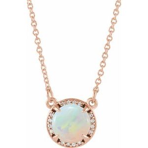 Natural Opal And Natural Diamond Necklace (Style 85905)
