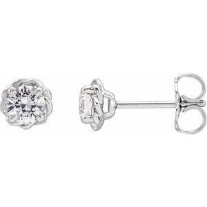 Natural White Sapphire Claw-Prong Rope Earrings (Style 87550)