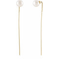 14K Yellow Gold Cultured White Freshwater Pearl Threader Earrings