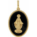 Believer 14K Yellow Gold Black Enamel Miraculous Medal Pendant