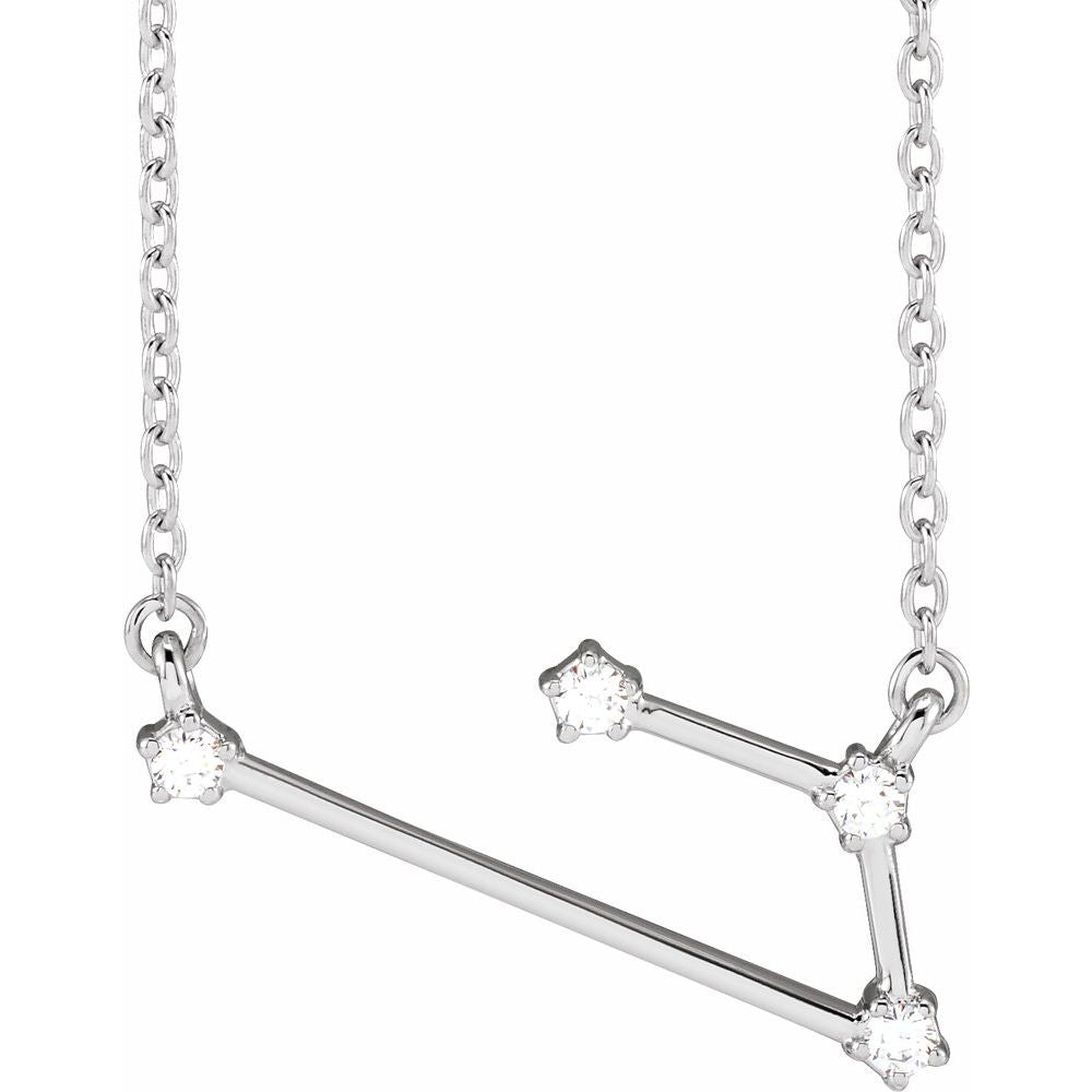 14K White Gold .08 CTW Natural Diamond Aries 16-18" Necklace
