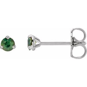 Natural Green Sapphire 3-Claw Prong Earring (Style 2000214)