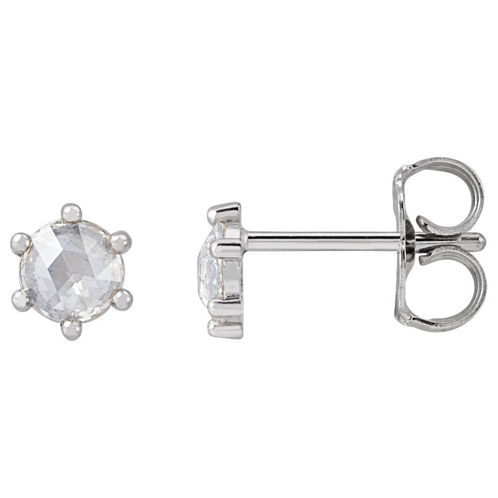 Round 6-Prong Rose-Cut Stud Earrings