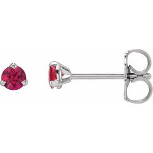 Natural Ruby 3-Claw Prong Earring (Style 2000214)