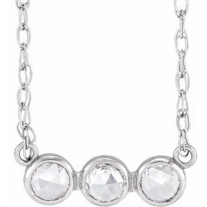1/6 Ctw Natural Diamond Rose Cut 3-Stone Necklace (Style 87748)