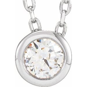 1/10 Ct Natural Diamond Solitaire Bezel-Set Necklace (Style 88111)