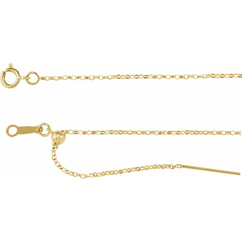 14K Yellow Gold 1 mm Adjustable Threader Rolo 16-22" Chain