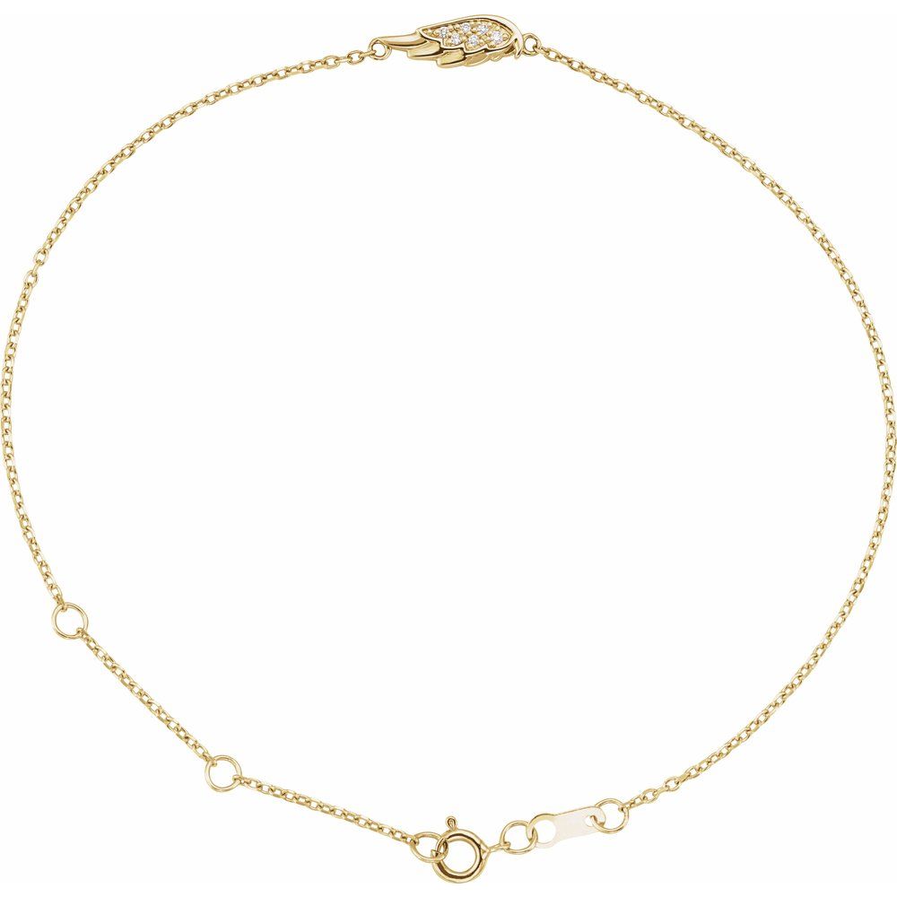 14K Yellow Gold .015 CTW Natural Diamond Angel Wing 6 1/2-7 1/2" Bracelet
