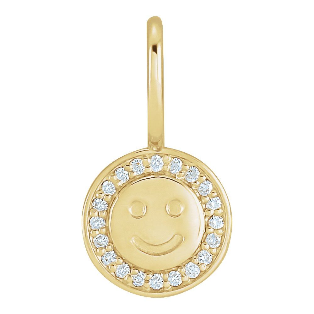 14K Yellow Gold .04 CTW Natural Diamond Smiley Face Charm/Pendant