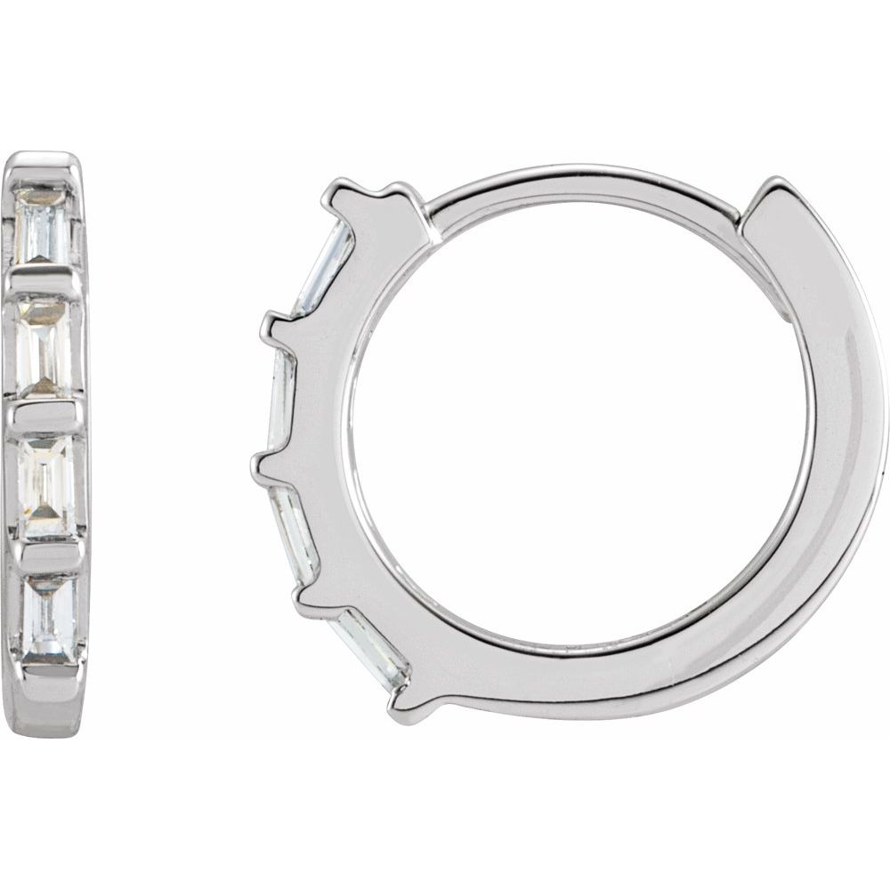 14K White Gold 1/10 CTW Natural Diamond Huggie Earrings