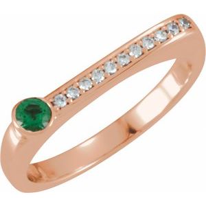 Natural Emerald And .08 CTW Natural Diamond Stackable Family Ring (Style 71524)