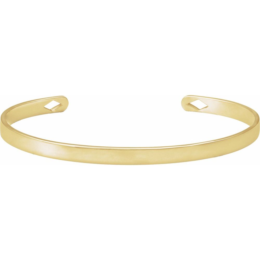 14K Yellow Gold Engravable Pierced Diamond Cuff 7" Bracelet