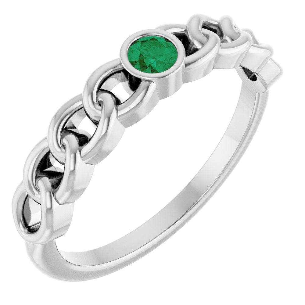 Natural Emerald Curb Chain Ring (Style 72328)