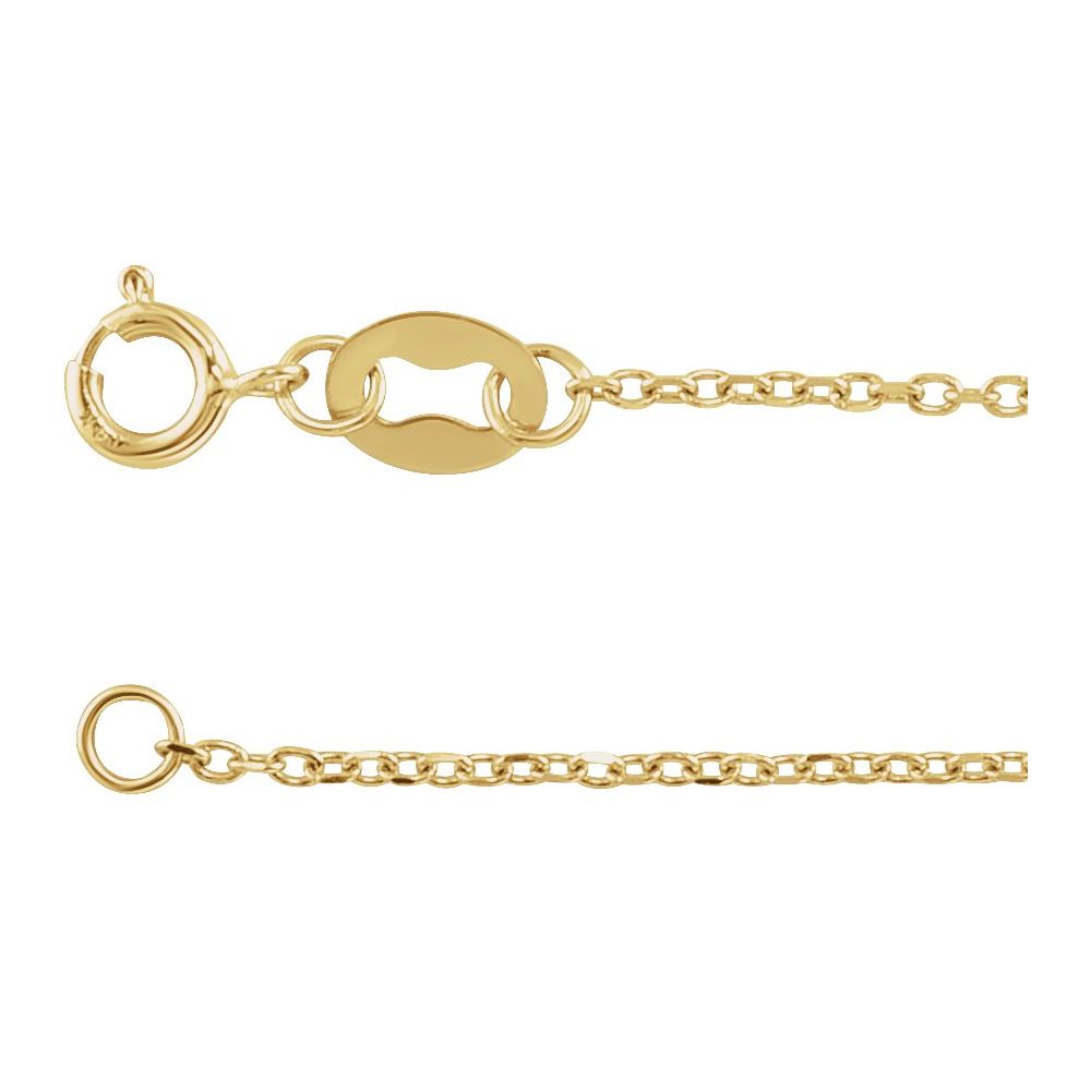 14K Yellow 1 mm Diamond-Cut Cable 18" Chain