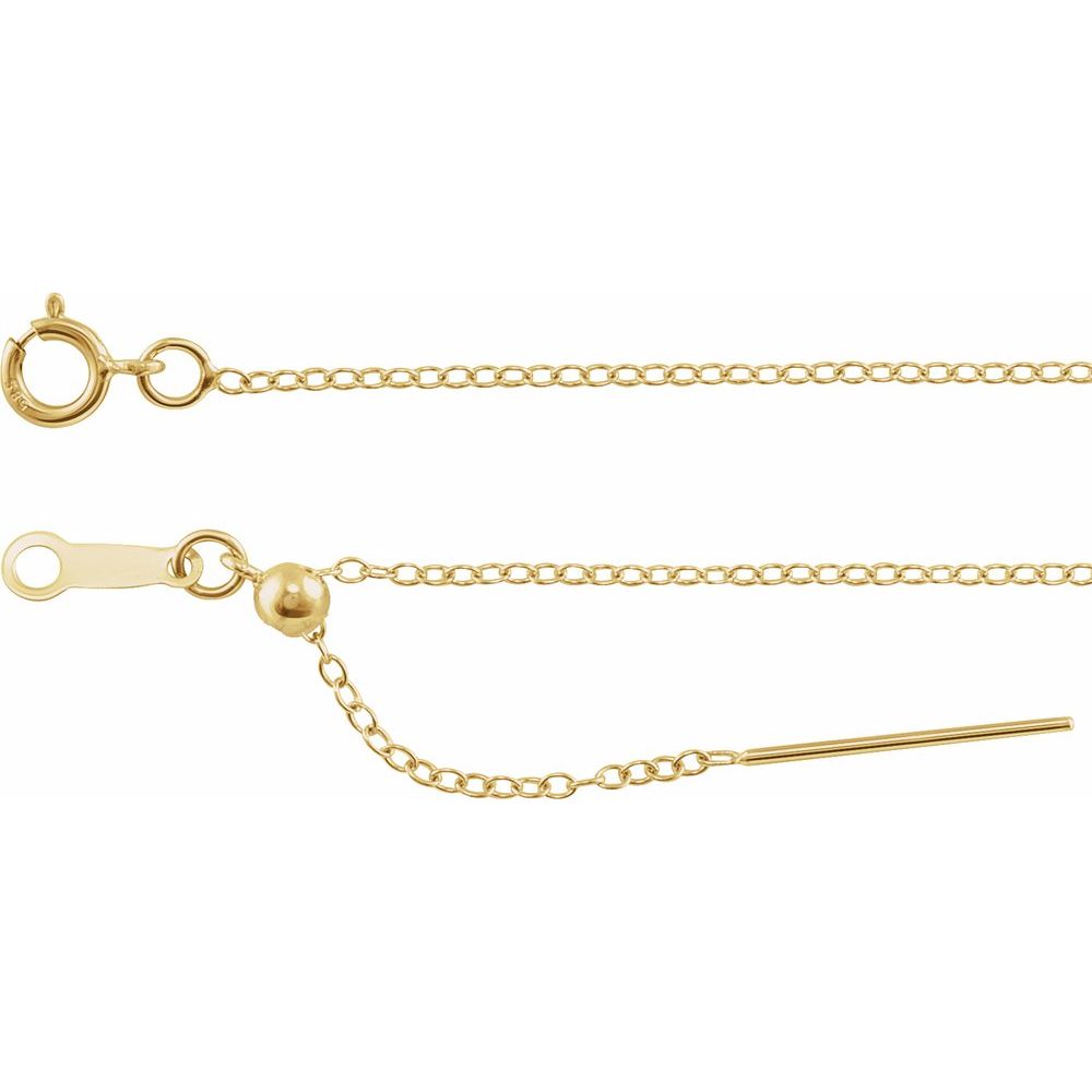 14K Yellow Gold 1.1 mm Adjustable Threader Cable 16-22" Chain