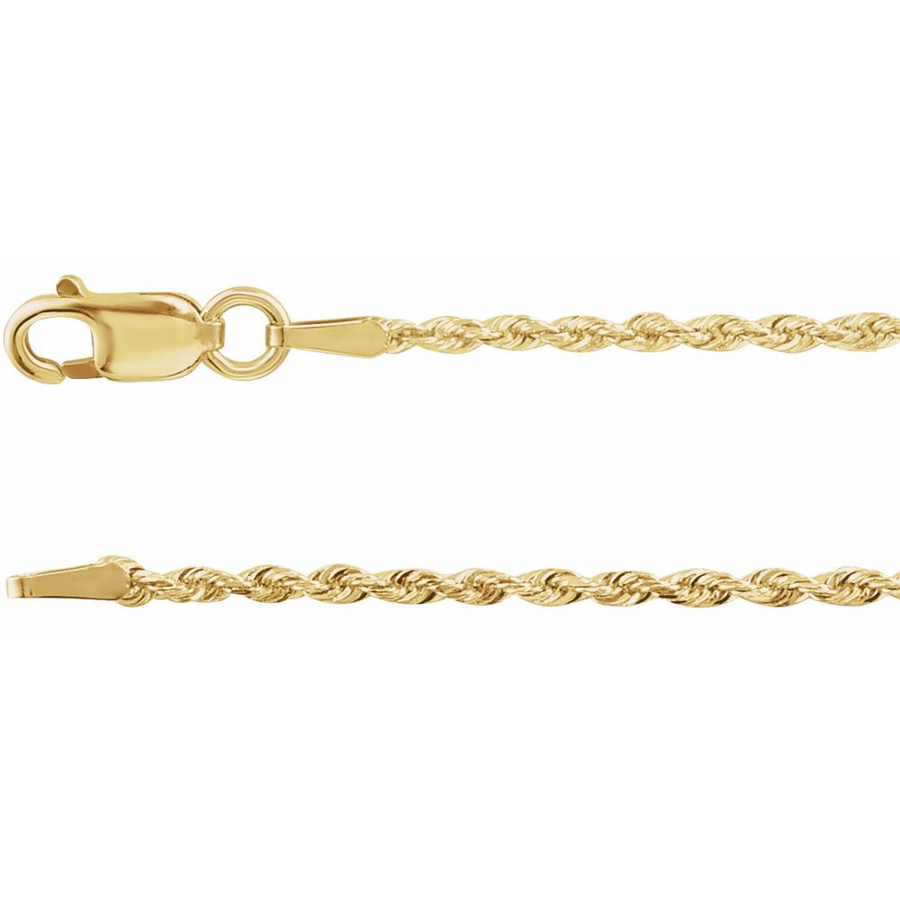 14K Yellow 1.3 mm Diamond-Cut Rope 18" Chain