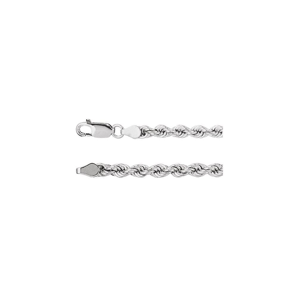 14K White 4 mm Rope 18" Chain
