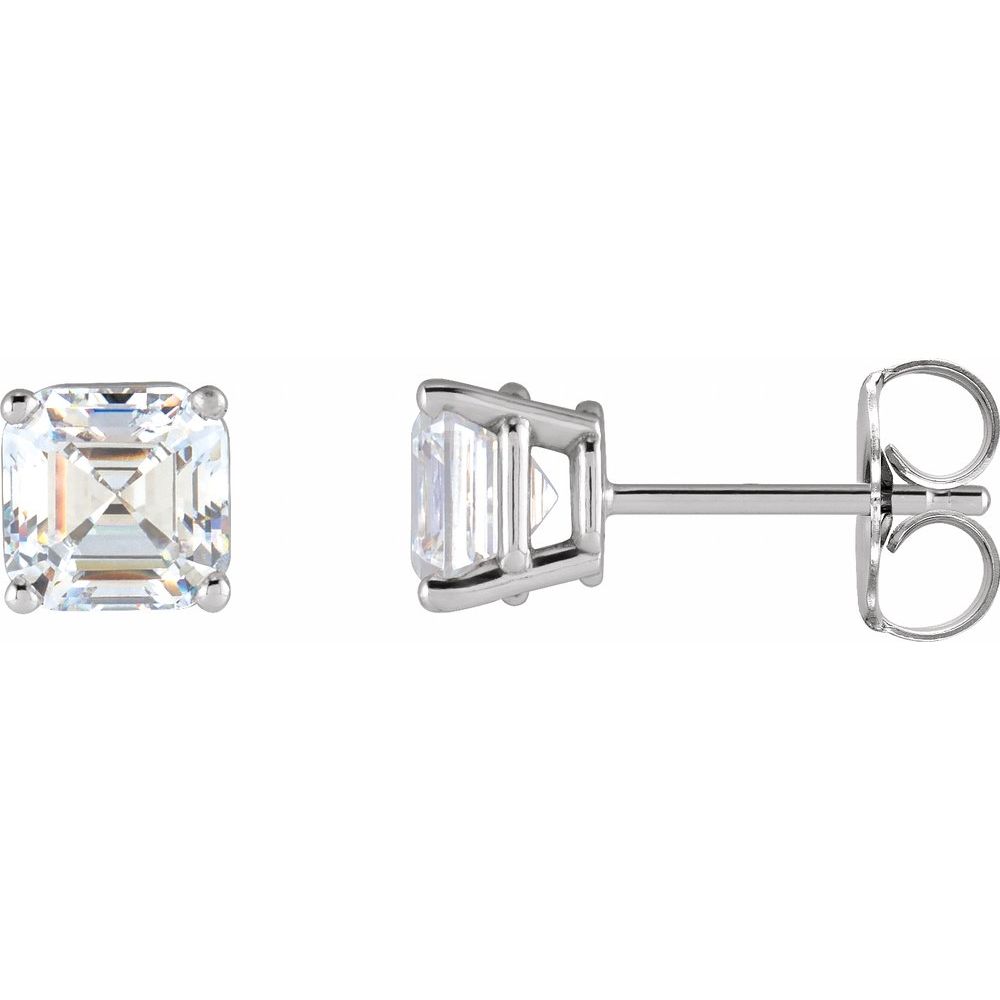 Asscher 4-Prong Stud Earrings