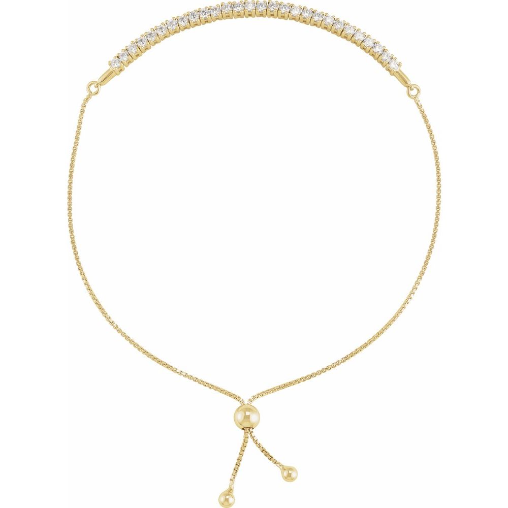 14K Yellow Gold 1 CTW Lab-Grown Diamond Bolo 9 1/2" Bracelet