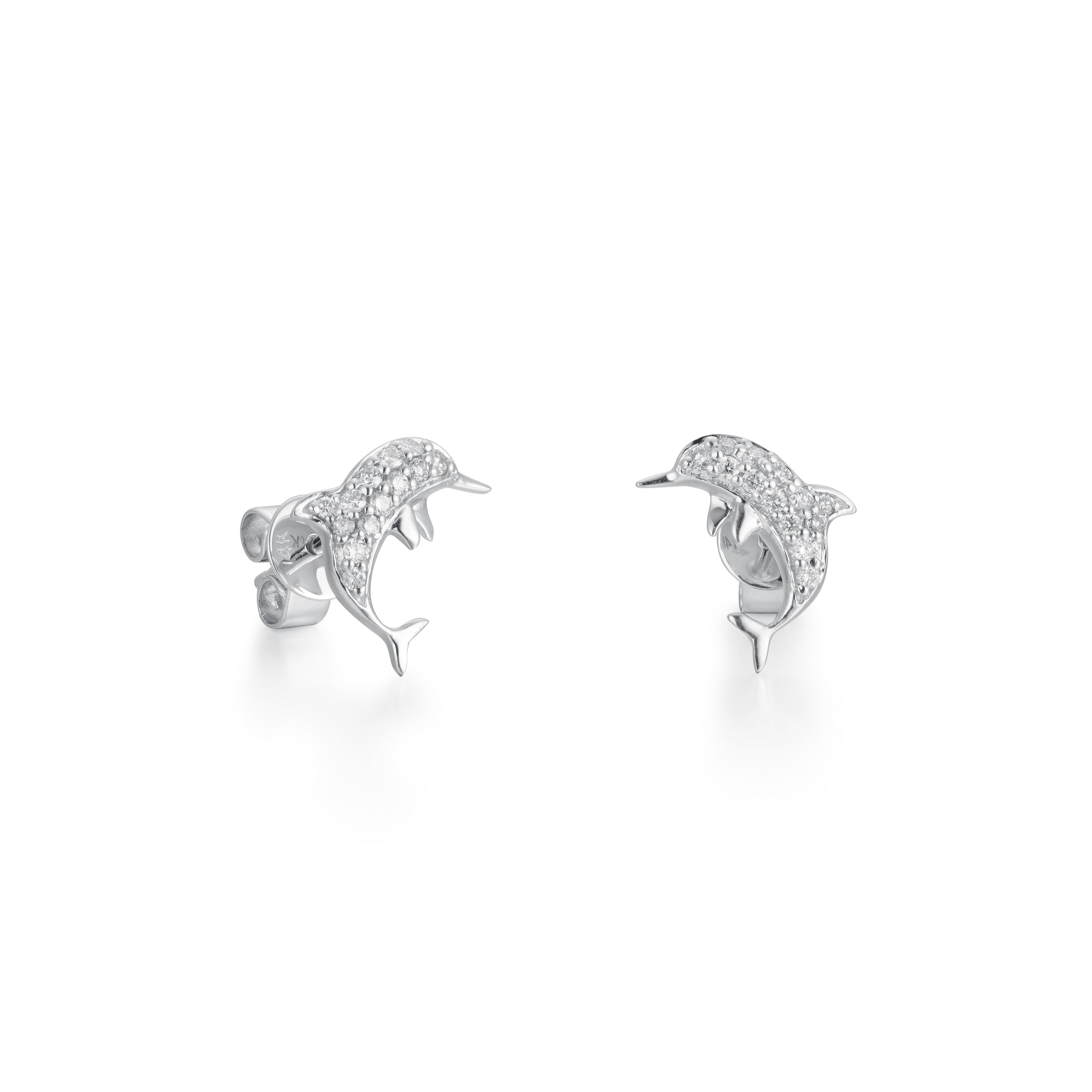Diamond Dolphin Earrings