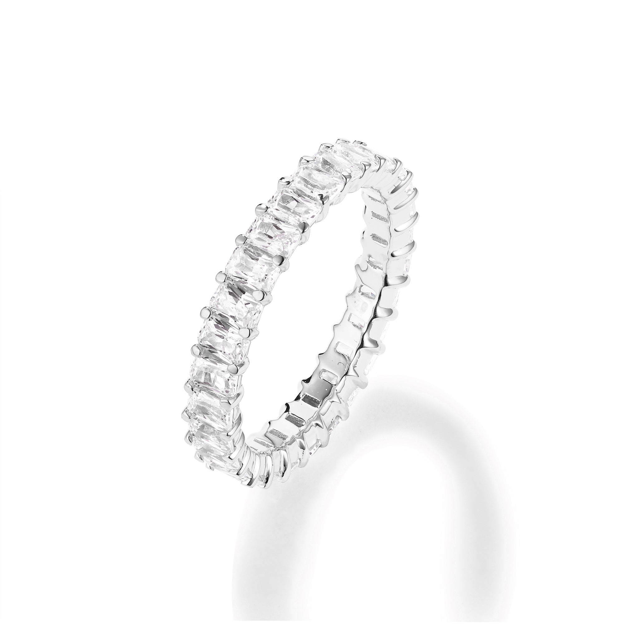 10 Pointer Emerald Cut Diamond Eternity Band