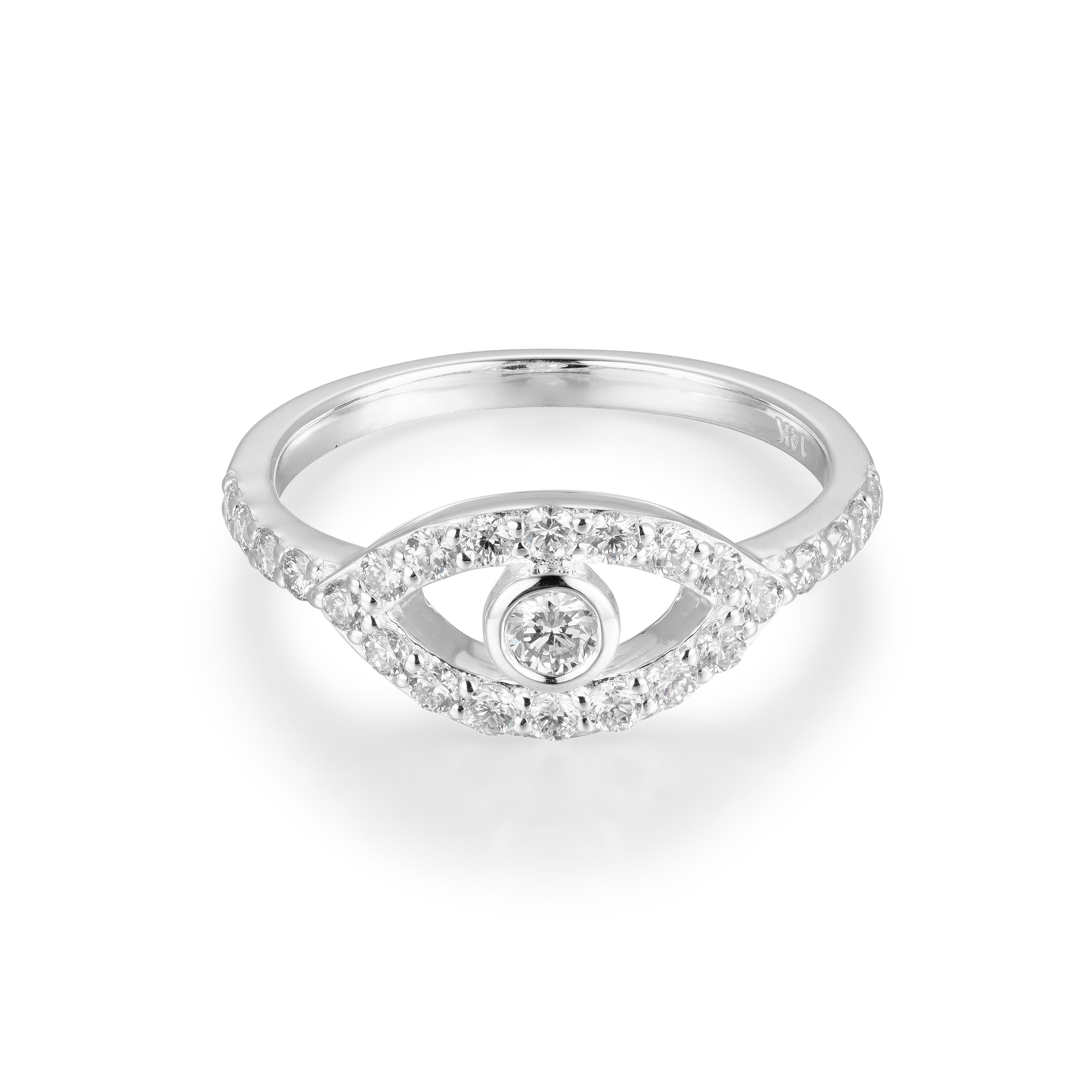 10 Pointer Evil Eye Diamond Solitaire Ring