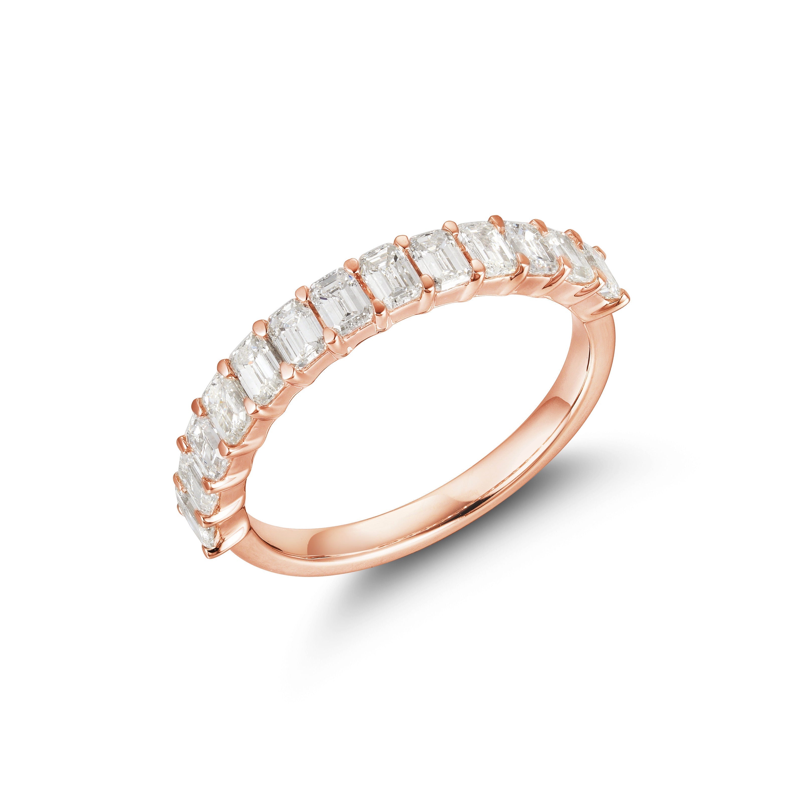 10 Pointer Emerald Cut Diamond Semi-Eternity Band