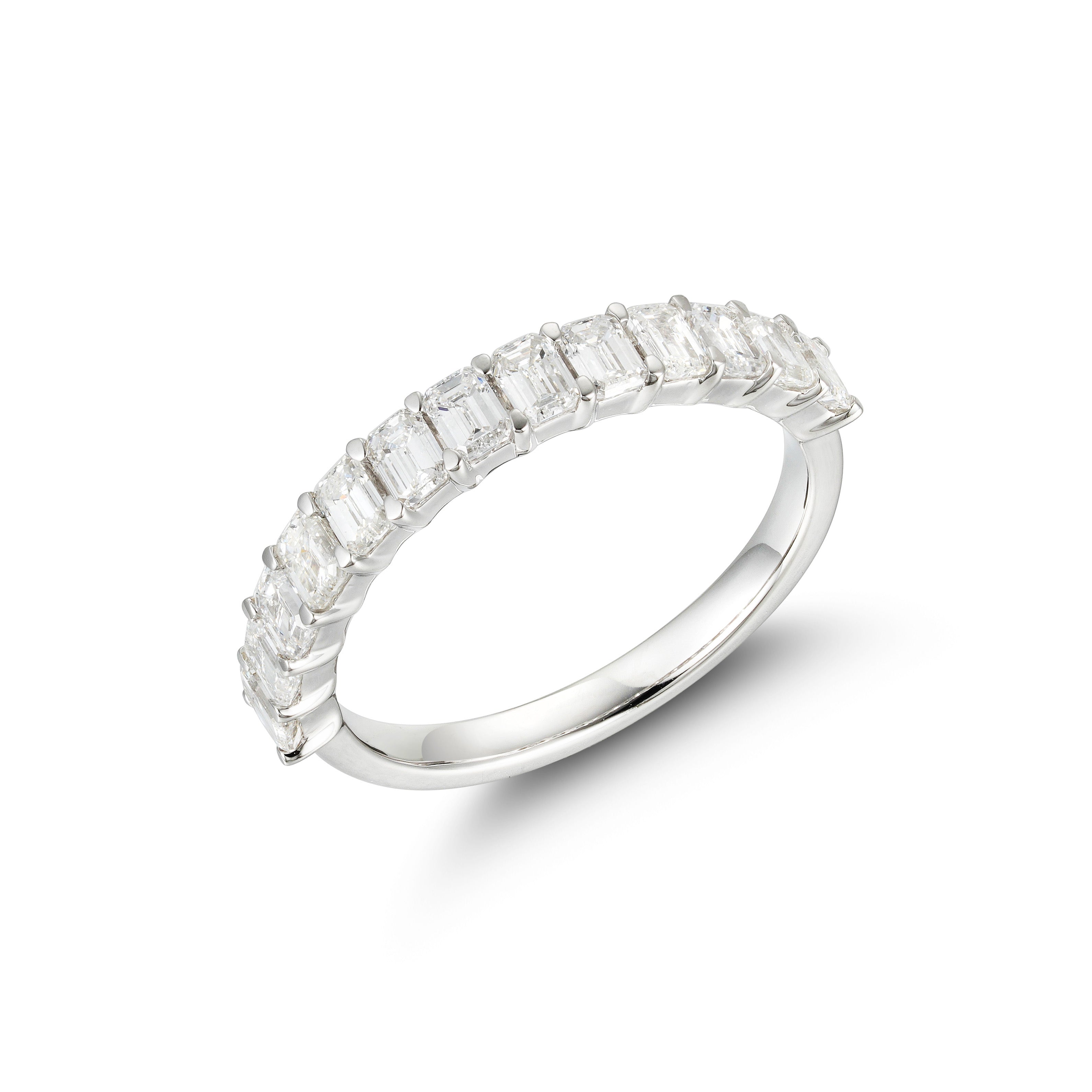 10 Pointer Emerald Cut Diamond Semi-Eternity Band