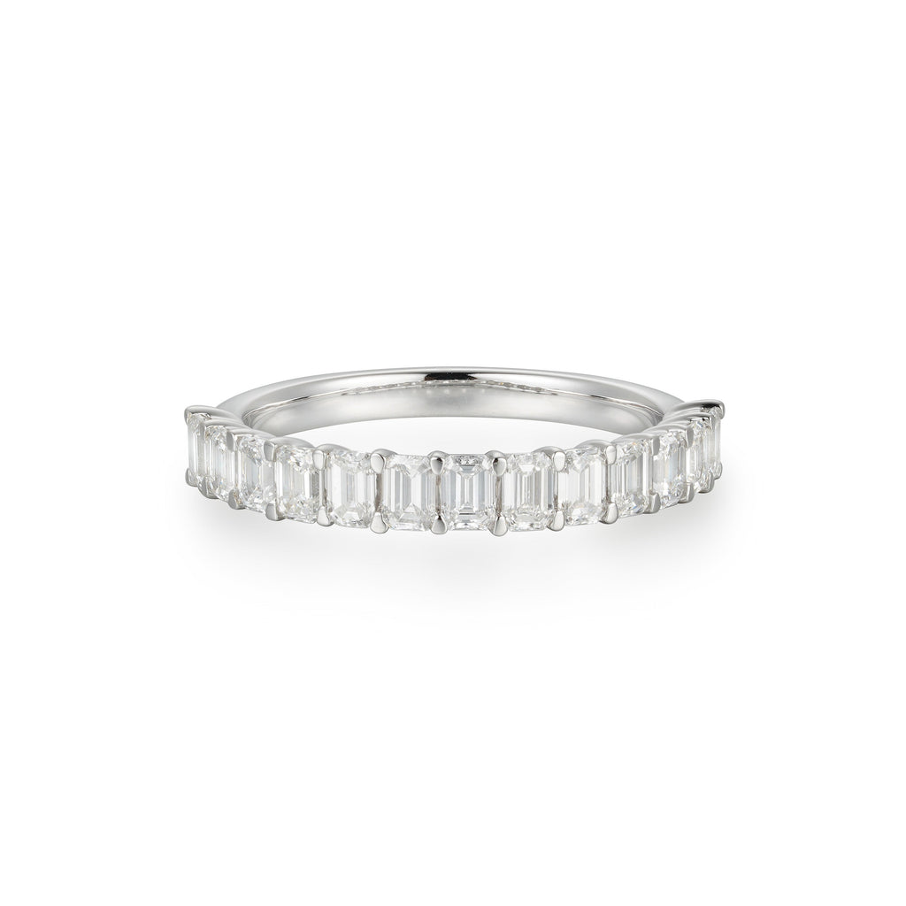 10 Pointer Emerald Cut Diamond Semi-Eternity Band