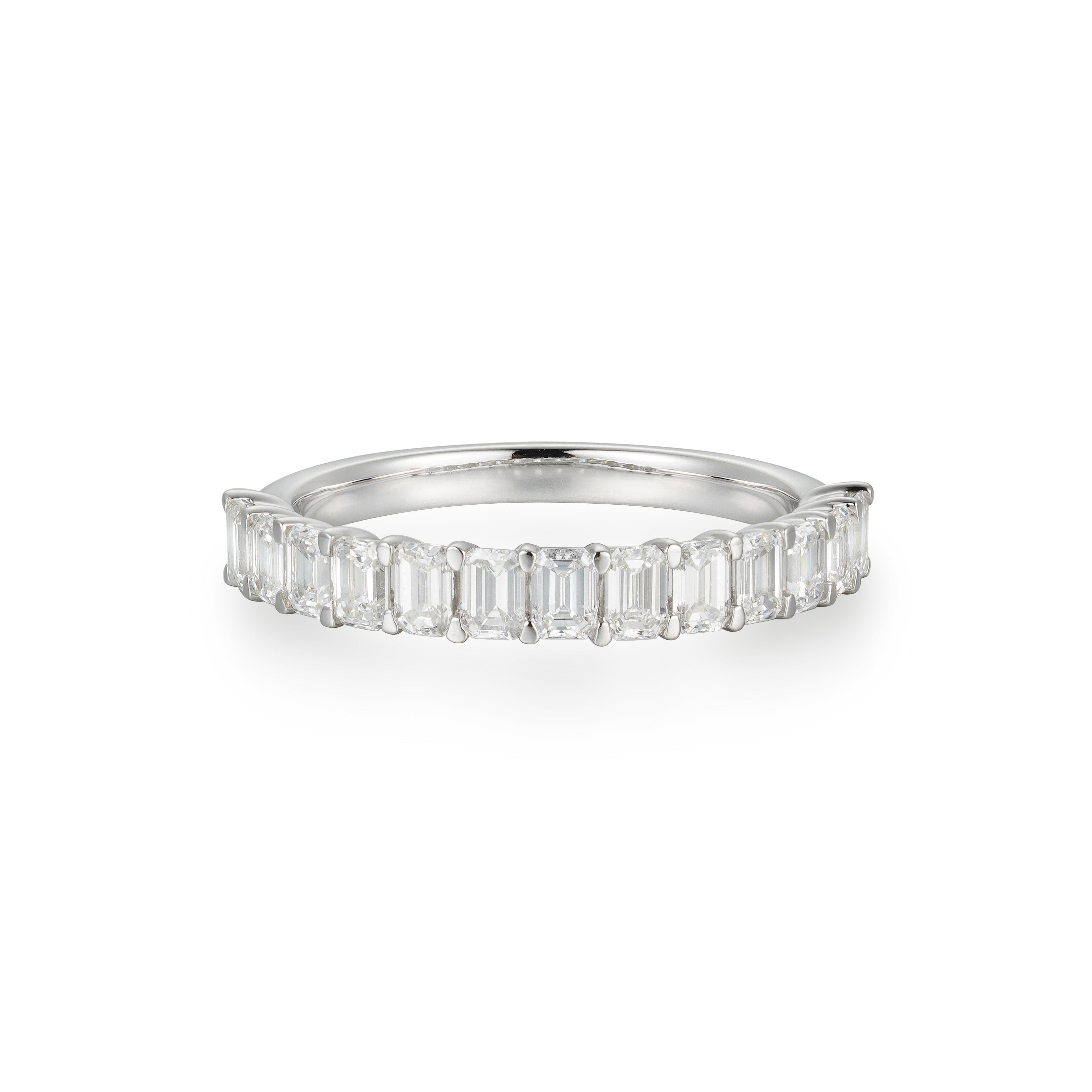 10 Pointer Emerald Cut Diamond Semi-Eternity Band