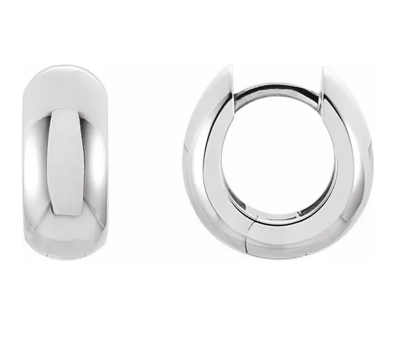 14K White Hinged 12.7 mm Hoop Earrings Item # 21647:234297:P