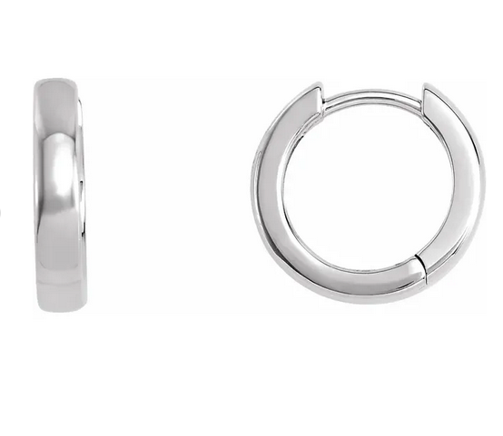 14K White 14 mm Hoop Earrings Item # 20007:27503800:P