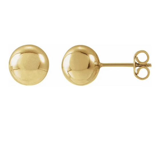 14K Yellow 8 mm Ball Earrings Item # 689073:100:P