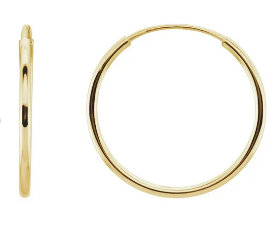 14K Yellow Endless Tube 15 mm Hoop Earring  Item # 625:103:P