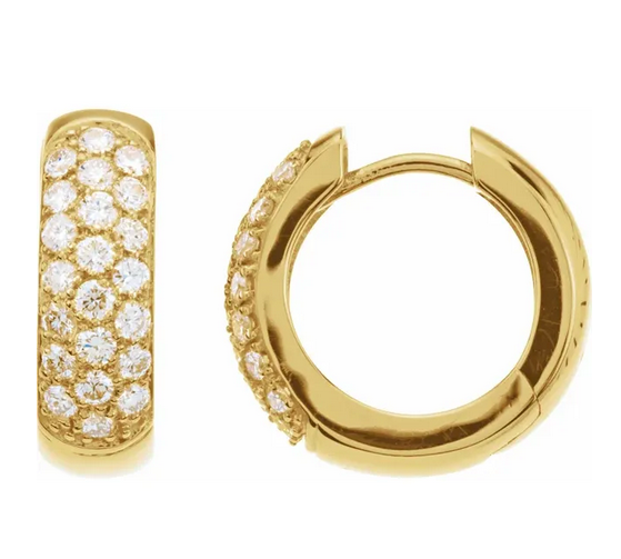 14K Yellow 7/8 CTW Natural Diamond Hoop Earrings Item # 67150:101:P