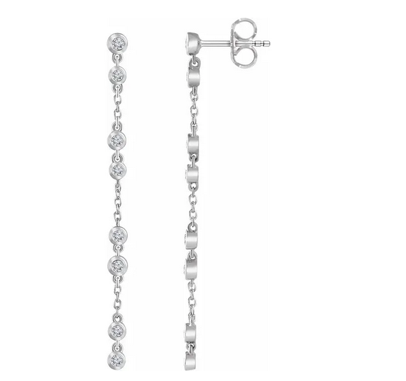 14K White 1/3 CTW Natural Diamond Chain Earrings Item # 652340:60000:P