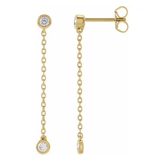 14K Yellow 1/4 CTW Lab-Grown Diamond Chain Earrings Item # 688884:LG600:P